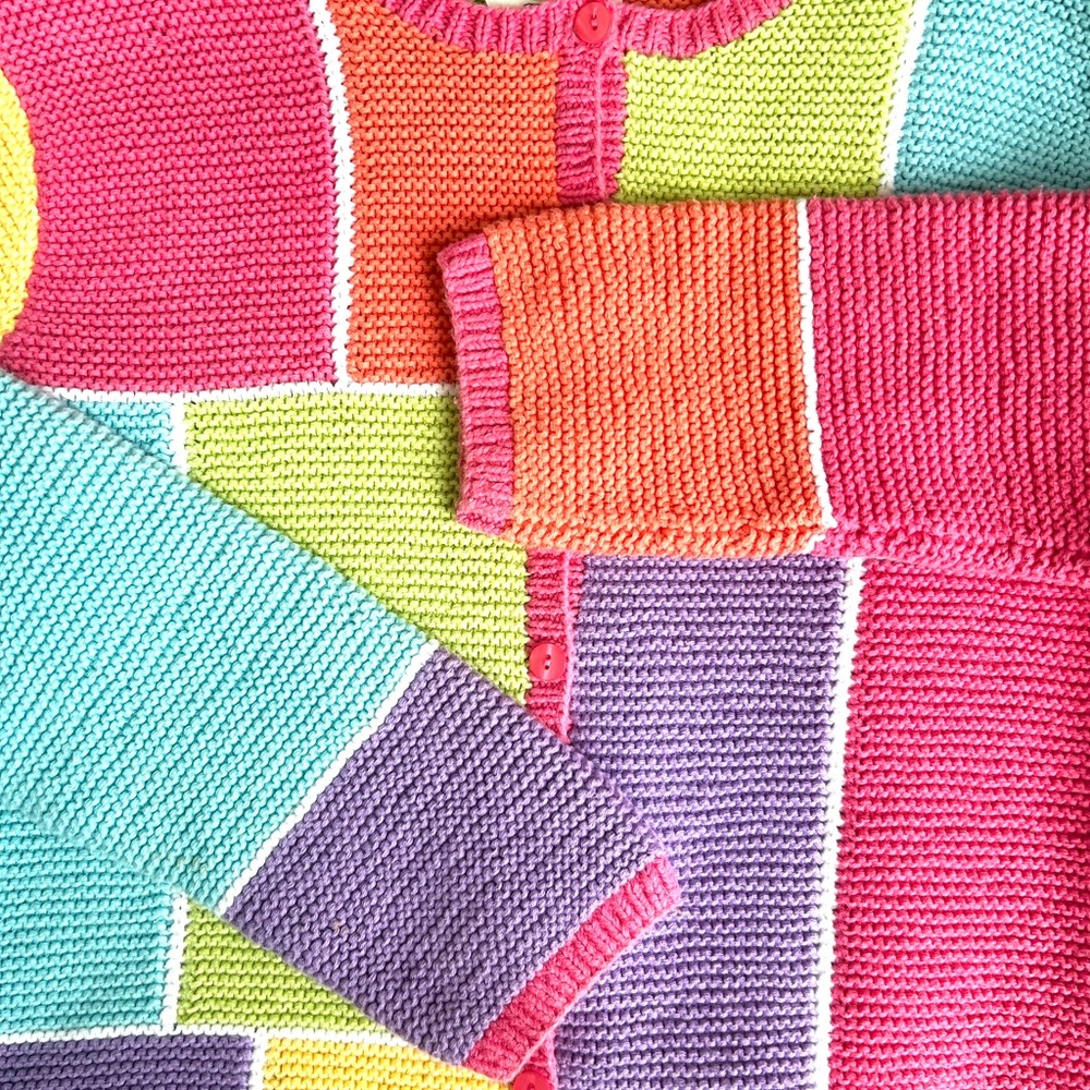 Talbots Women’s Medium Hand Knit Patchwork Cotton… - image 8